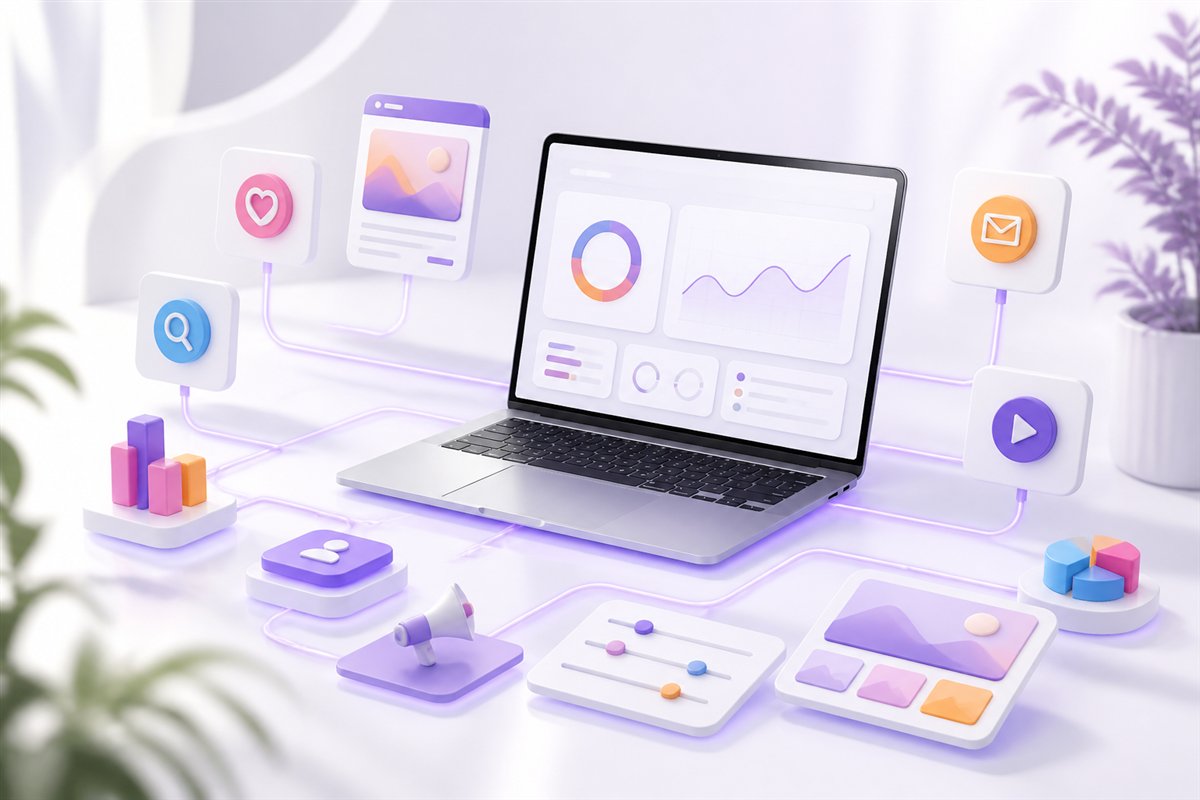 Ilustración de estrategia de marketing digital